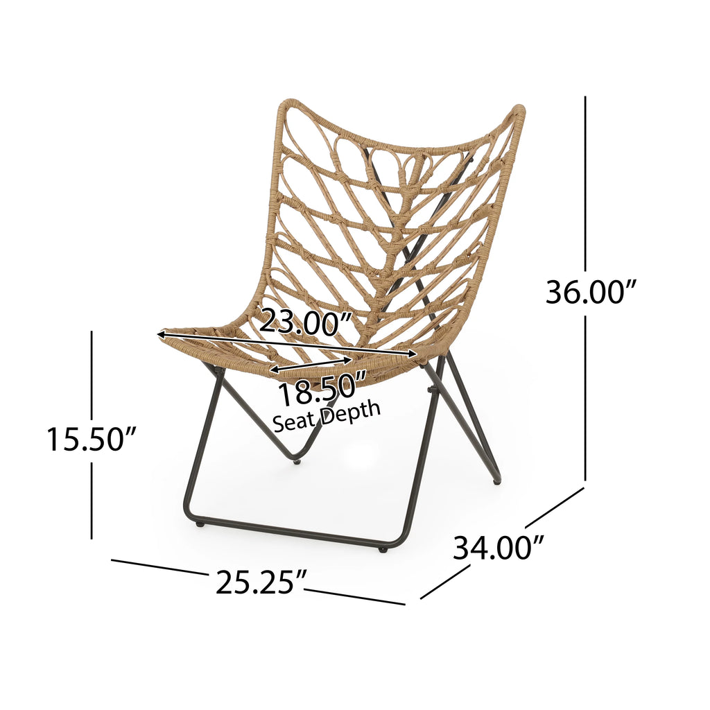 Light Brown and Black Wicker Accent Chairs Set of 2 R7273