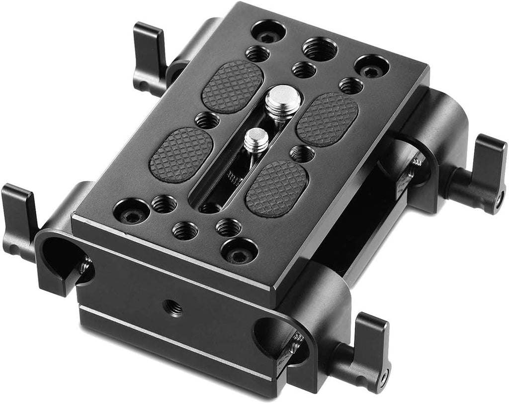 Camera Tripod Mounting Baseplate with 15mm Rod Clamp Rail Block J1140