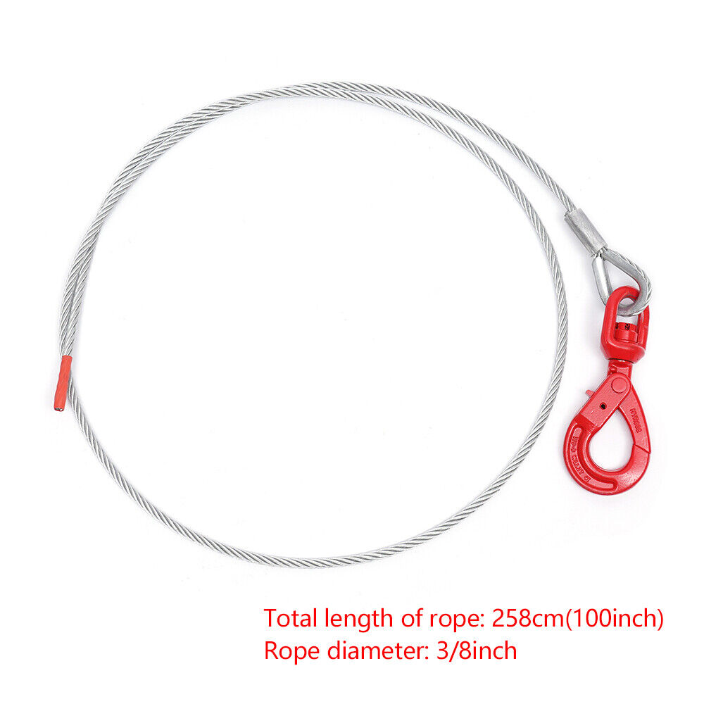3/8" x 100" Steel Core Wire Rope Winch Cable with Swivel Hook X237