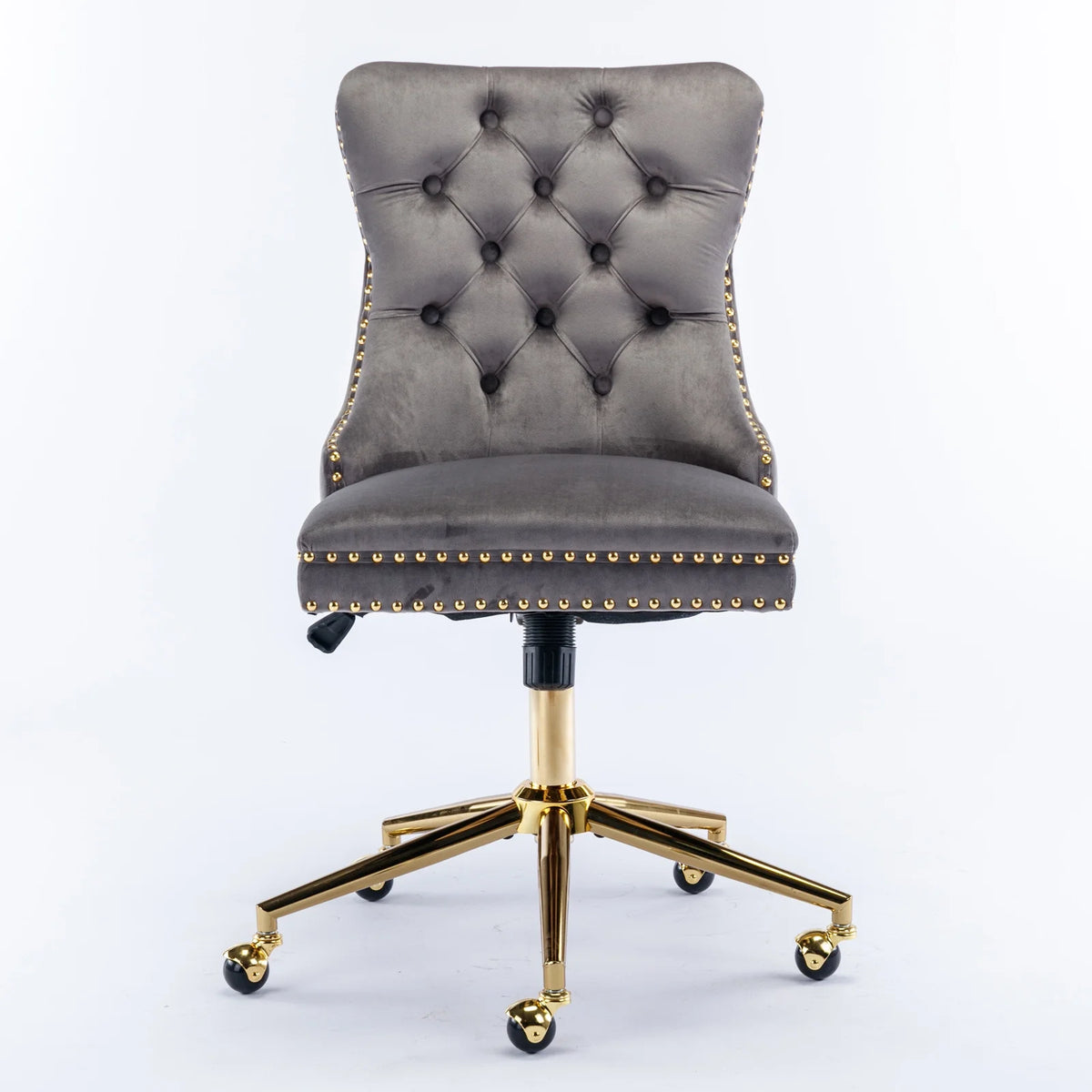 Velvet Upholstered Tufted Office Chair with Golden Metal Base W8385
