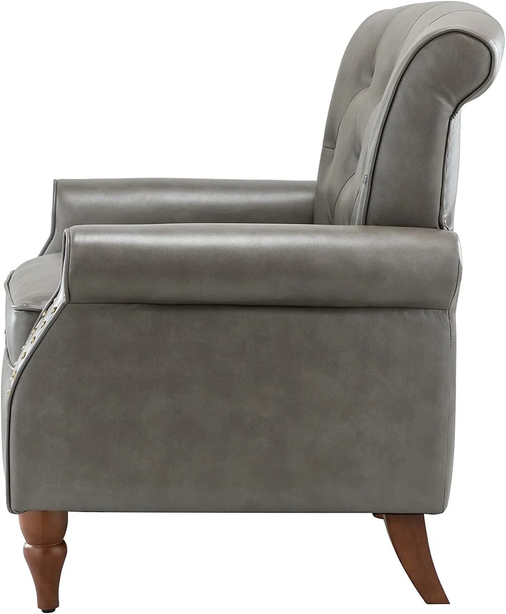 Black Faux Leather Accent Chair with Solid Wood Legs E8333