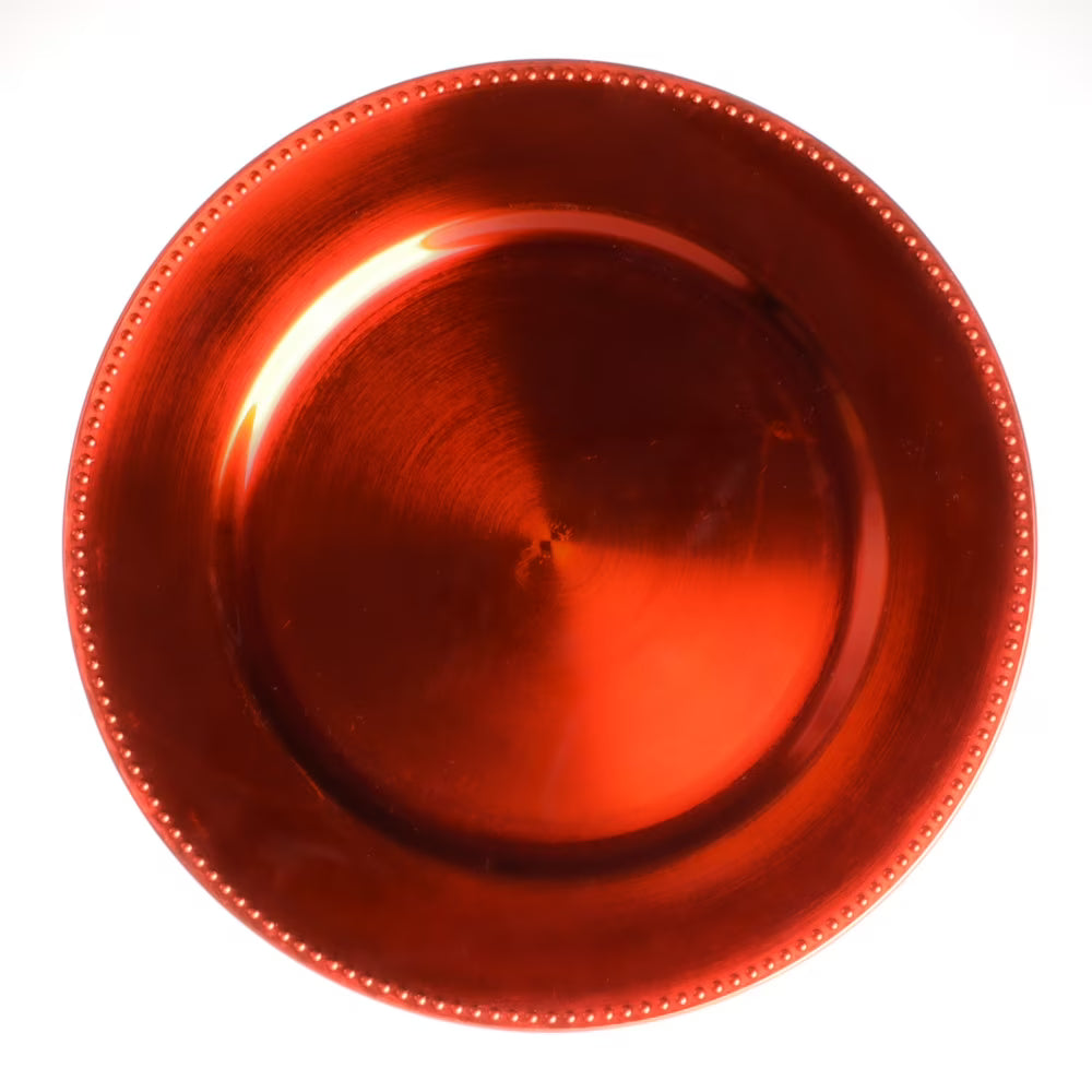 Beaded Charger Plate 13" Orange Set of 12 P8611