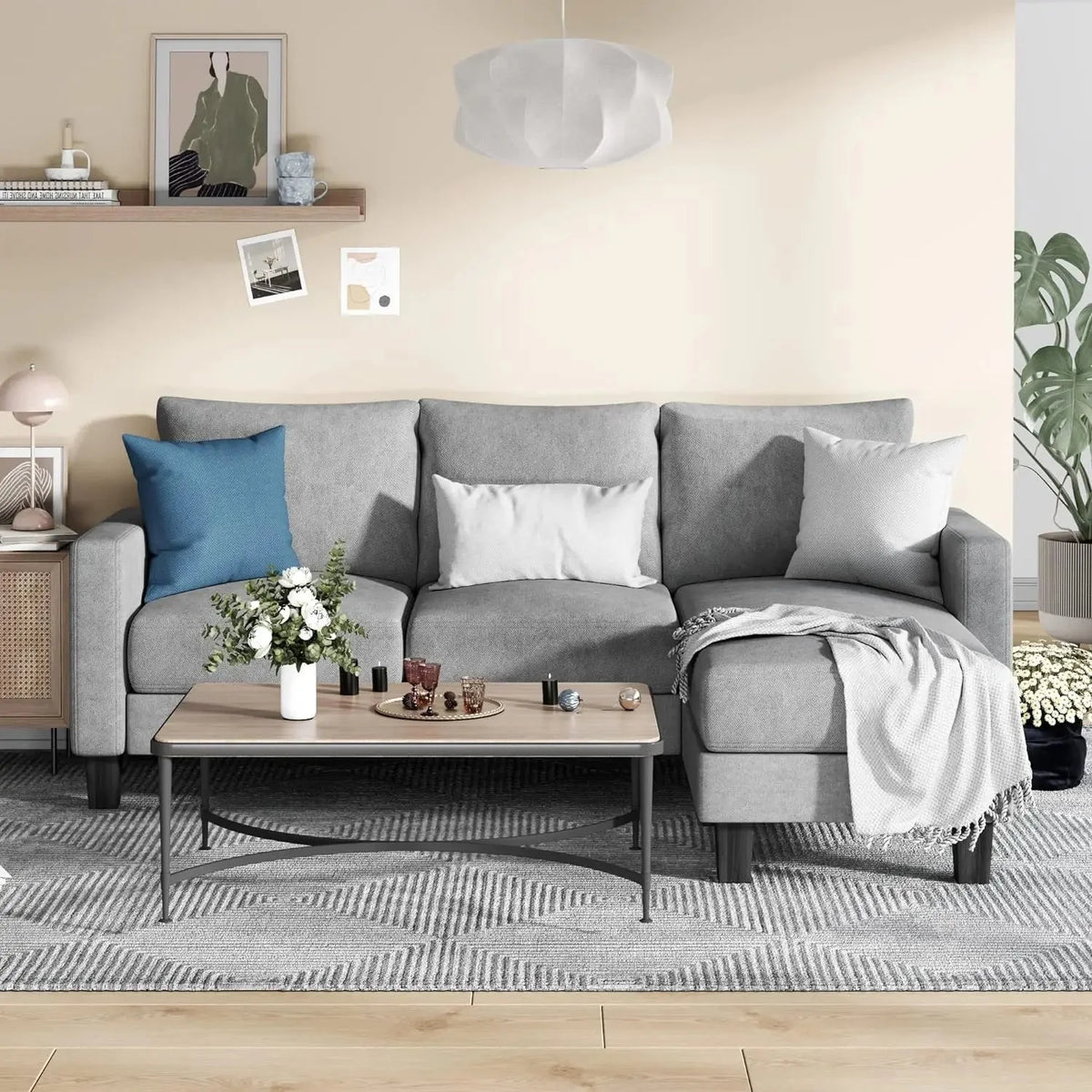 Convertible L-Shaped Sectional Sofa J4394