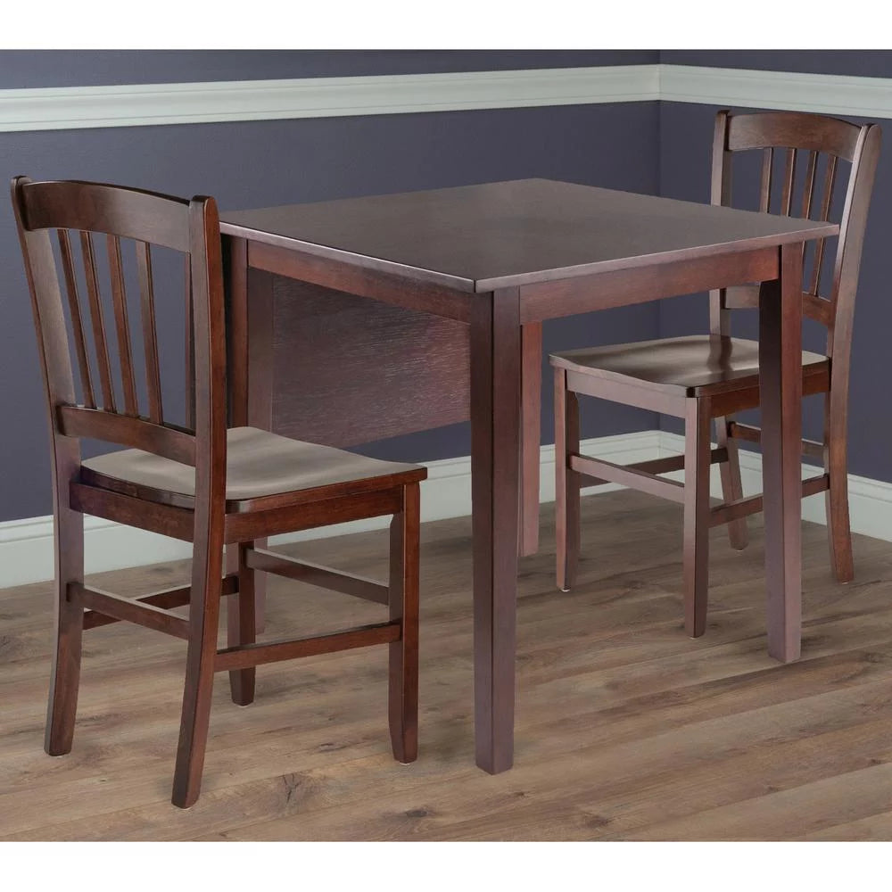 3-Pc Drop Leaf Dining Set with 2 Slat-back Chairs W203