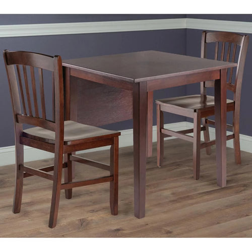 3-Pc Drop Leaf Dining Set with 2 Slat-back Chairs W203