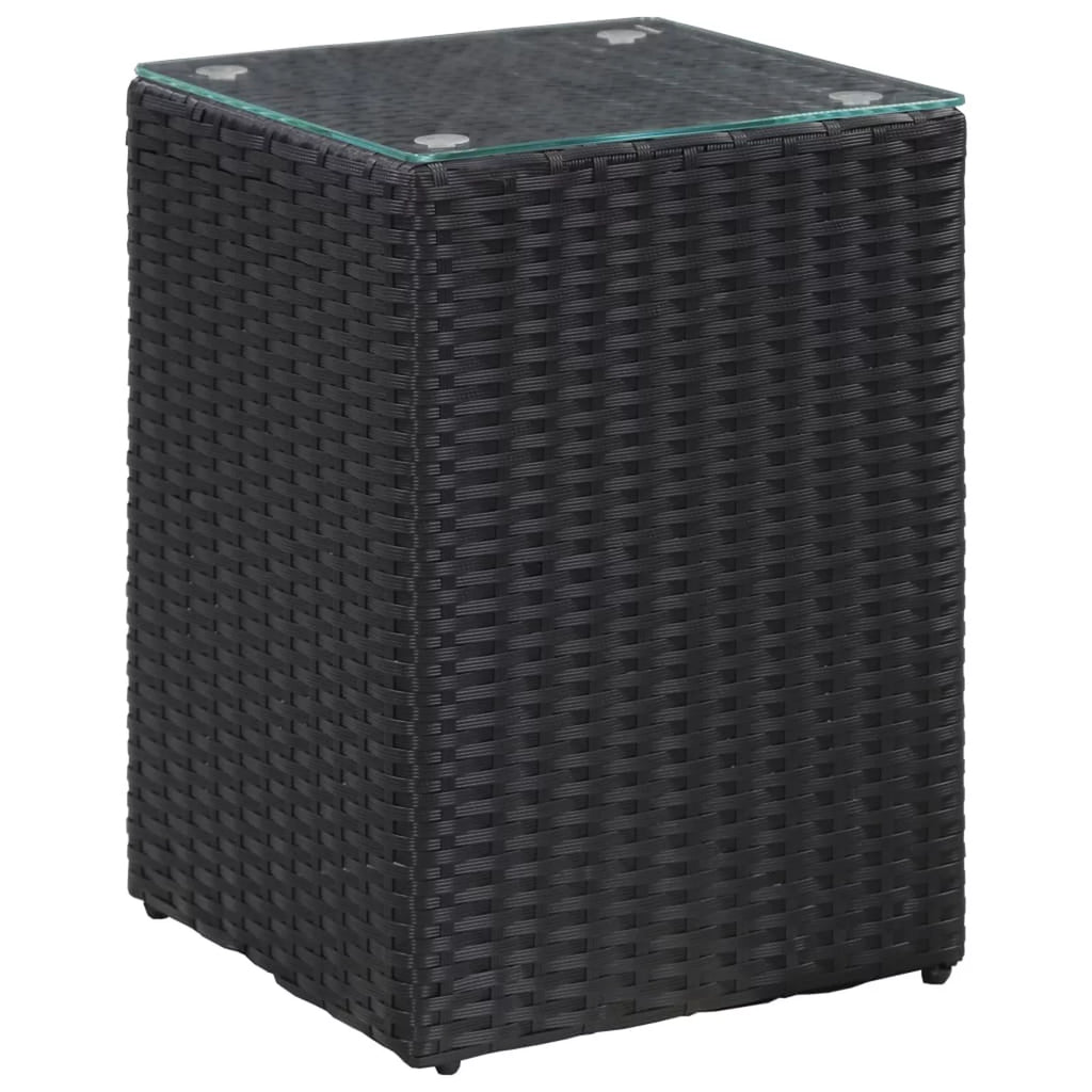 Black Poly Rattan Glass Side Table L5360