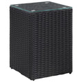 Black Poly Rattan Glass Side Table L5360