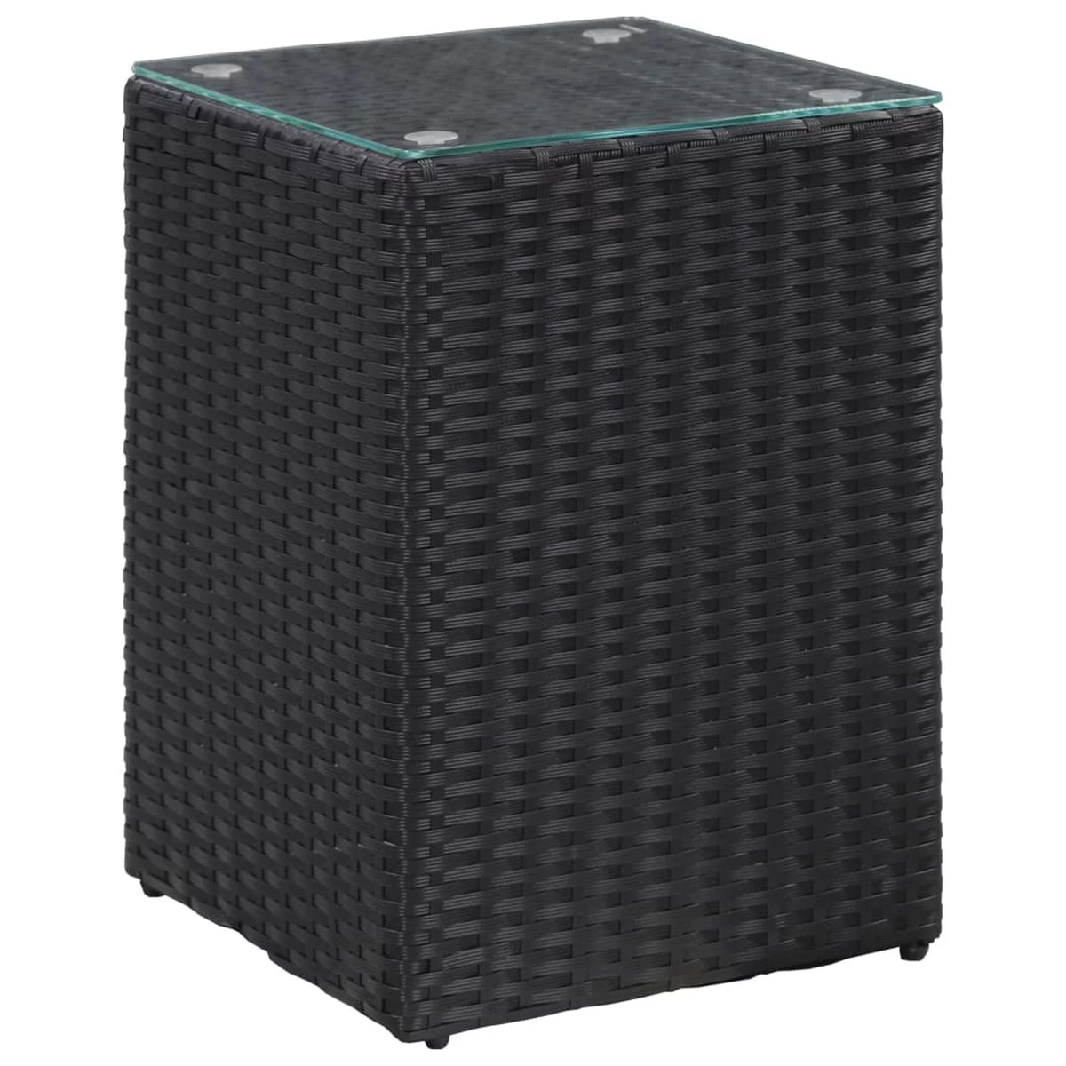Black Poly Rattan Glass Side Table L5360