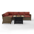 5Pc Outdoor Wicker Sectional Set with Glass Top Coffee Table I70740