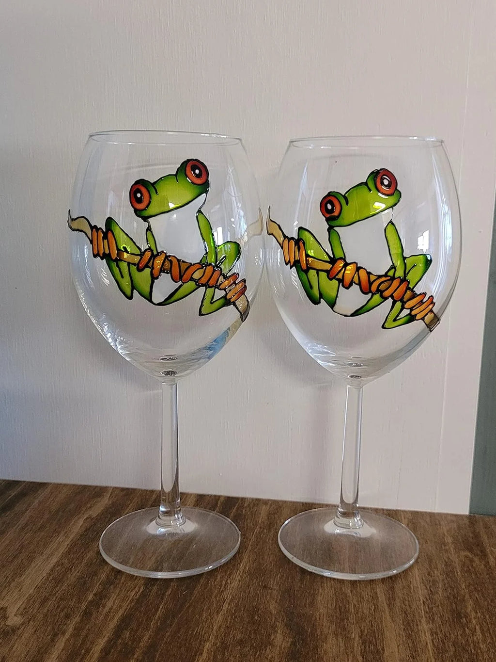 Hand Painted Stemmed Wine Glasses Set Of 2 P740173