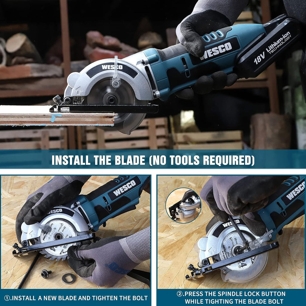 Cordless Mini Circular Saw with 2.0Ah Battery and Fast Charger W793