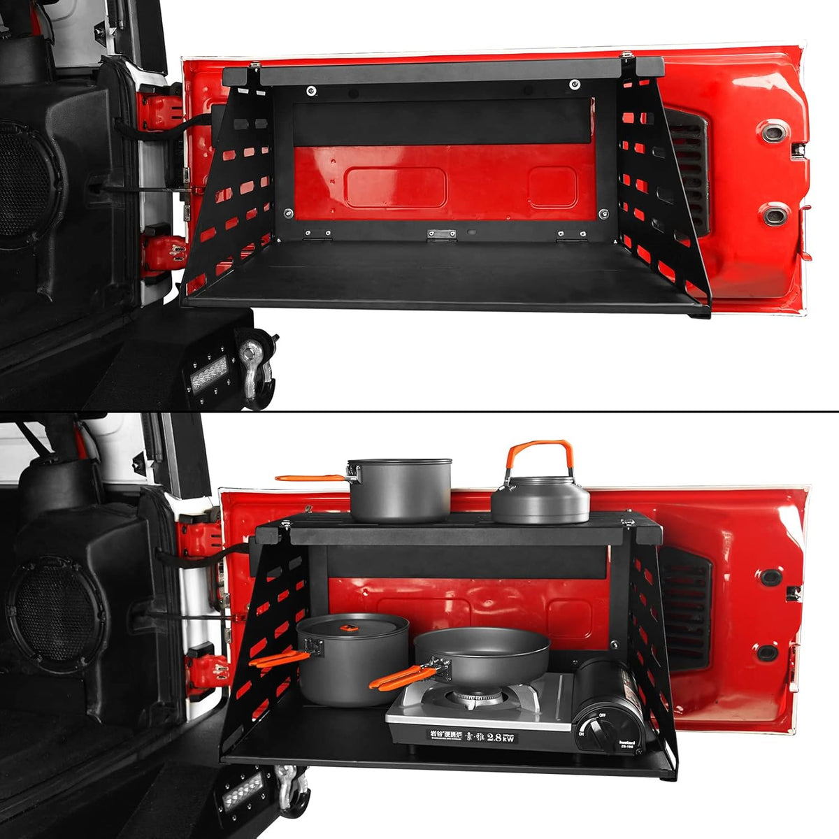 2-Tier Foldable Tailgate Table Camping Cargo Shelf Q4710