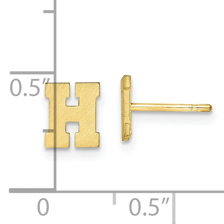 10K Yellow Gold Initial H Post Earrings Y4172
