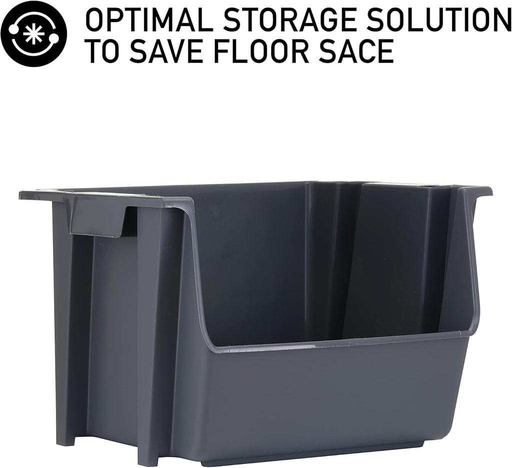 Black Pack of 3 Stackable Storage Bins J3235