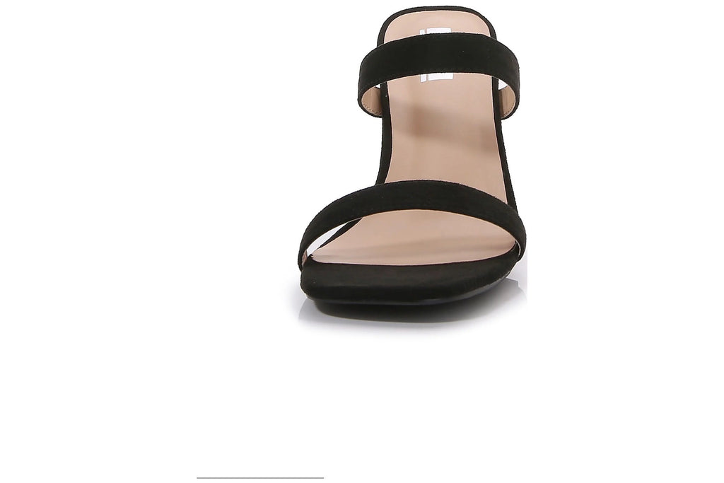 Women Double Strap Chunky Heeled Slide Sandals J404016