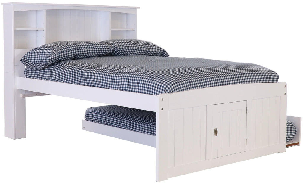 Solid Pine Full Sized Captains Bookcase Bed with 3 Drawers and Twin Trundle H196193