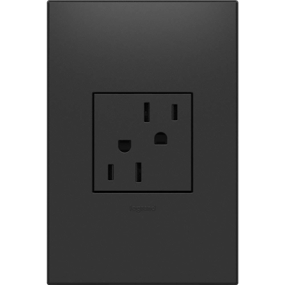 15A Tamper-Resistant Outlet with Wall Plate, Graphite, 12-Pack F341528
