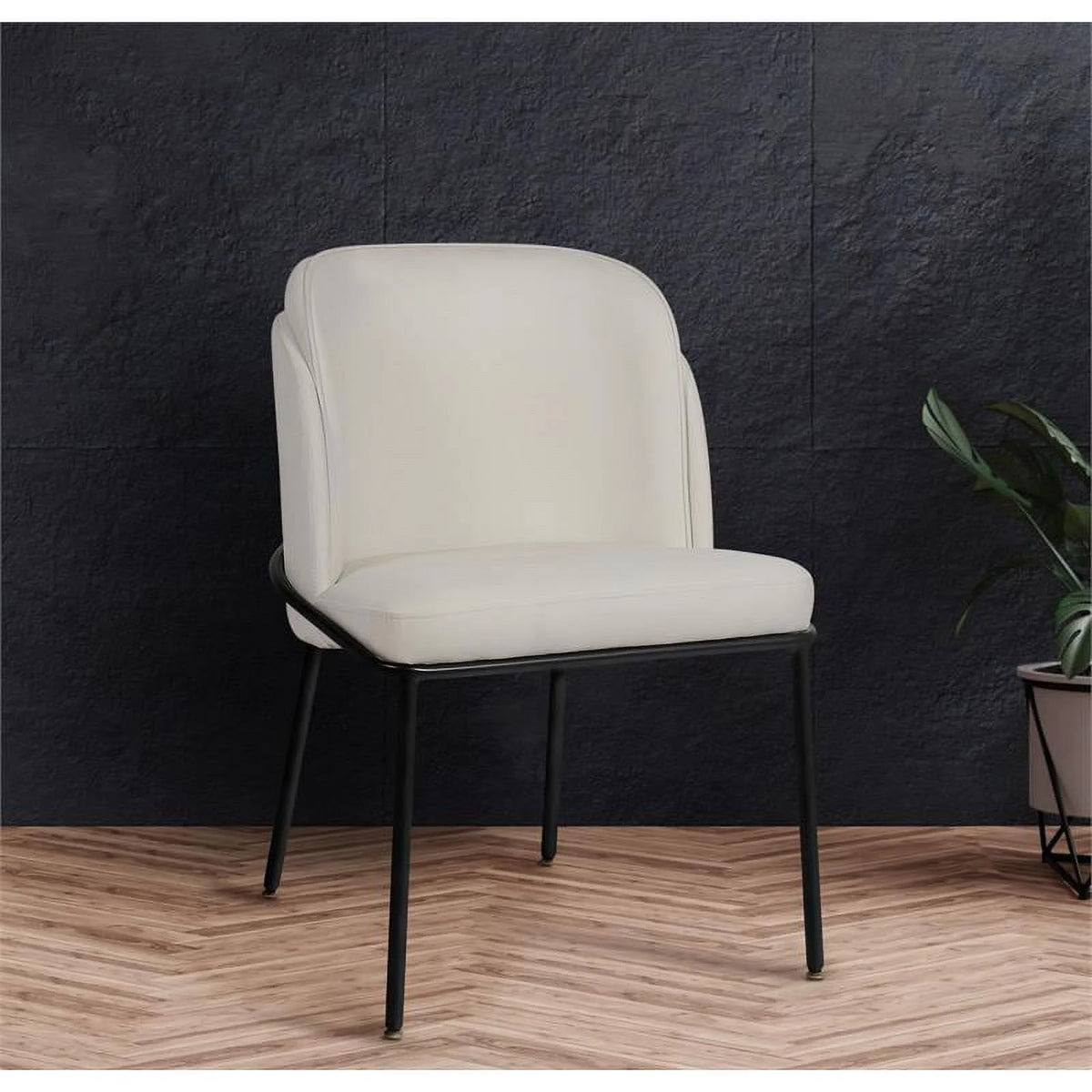 White Vegan Leather Dining Chair C5347