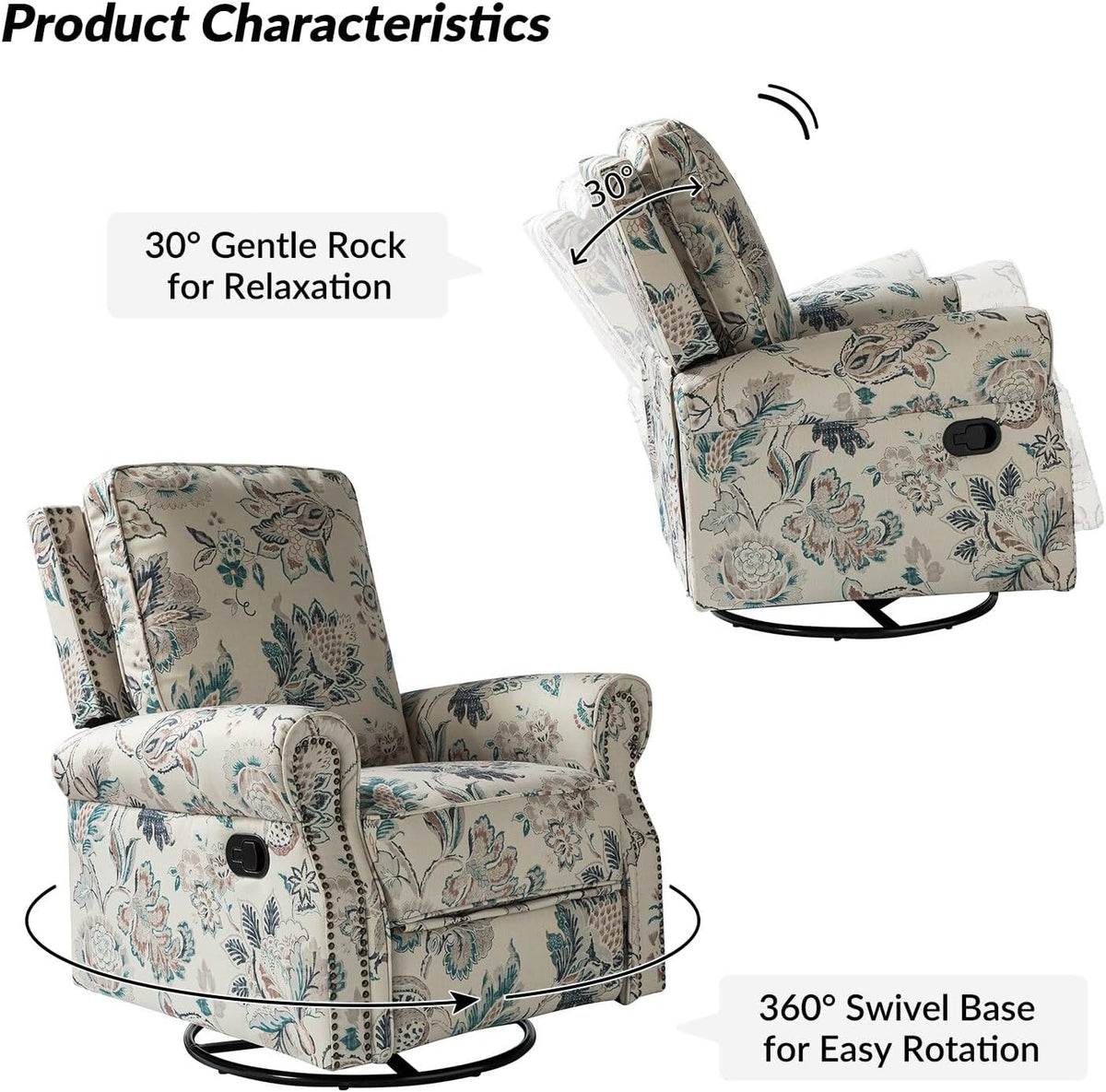 Farmhouse Upholstery Recliner with Rolled Arms S9670