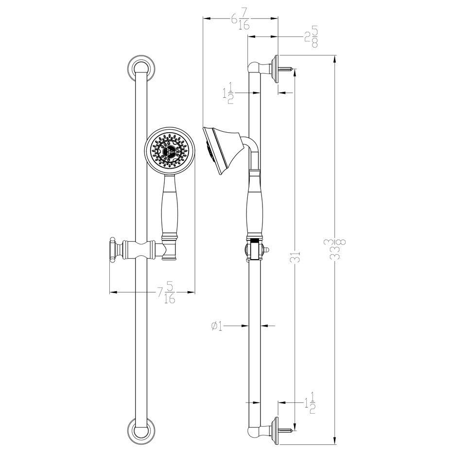 Brushed Nickel Multifunction Handshower with Slide Bar F82830