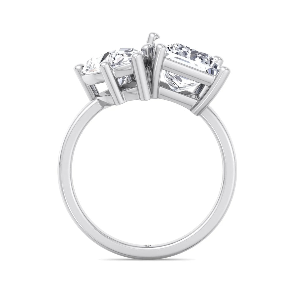 Moissanite Pear & Princess Cut Lab Diamond Two Stone Engagement Ring H618068