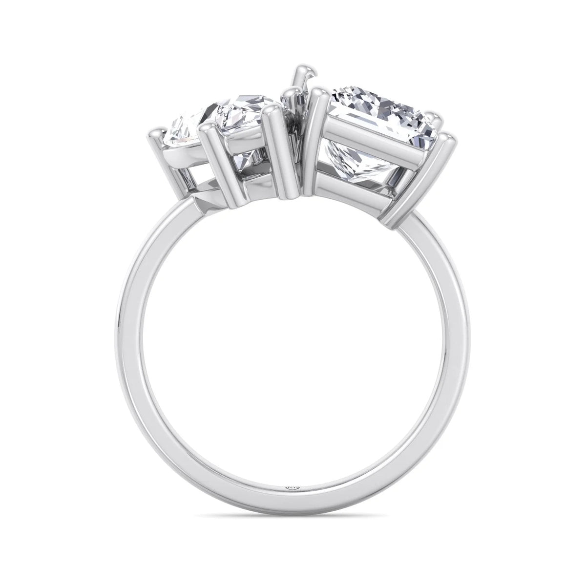 Moissanite Pear & Princess Cut Lab Diamond Two Stone Engagement Ring H618068