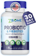 Probiotics + Prebiotics Supplement 60 Billion CFU Lactobacillus Acidophilus 30 Capsules M36331