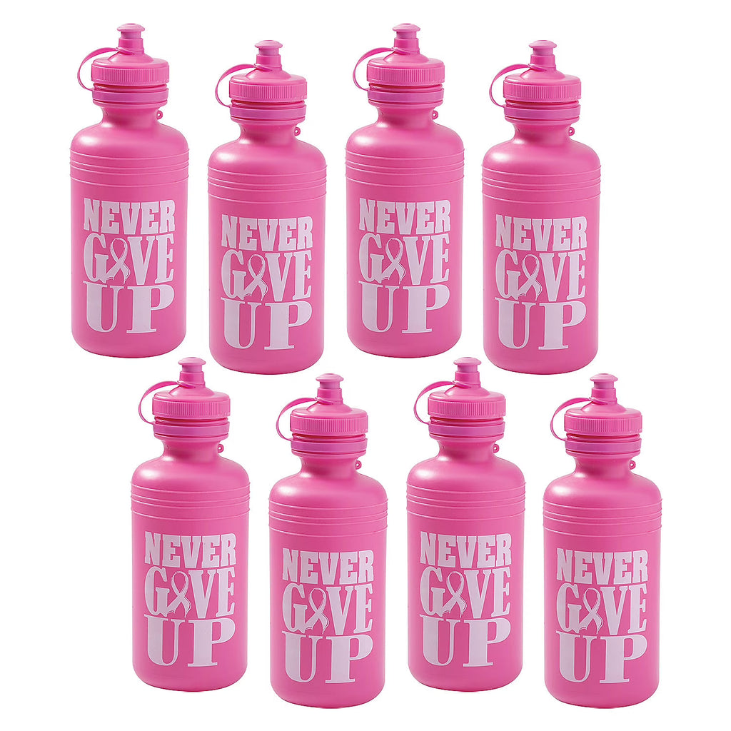 Pink Ribbon Reusable BPA-Free Plastic Water Bottles Bulk 60 Ct O6536