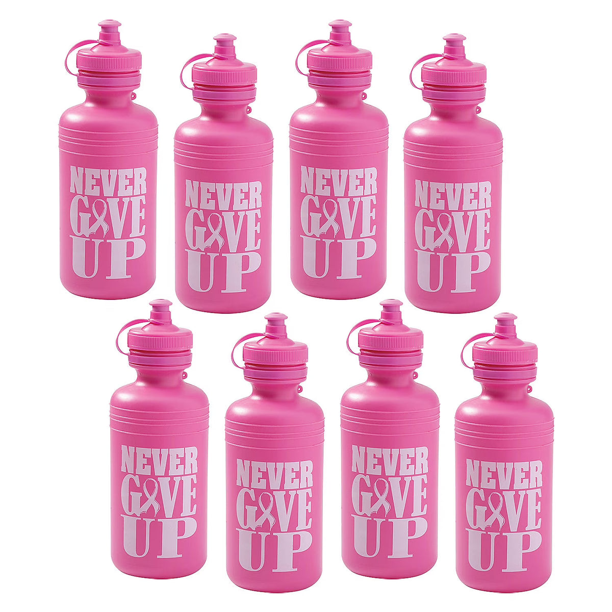 Pink Ribbon Reusable BPA-Free Plastic Water Bottles Bulk 60 Ct O6536