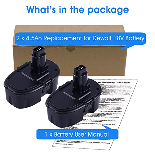 2-Pack 4500mAh Replacement Battery Compatible with Dewalt 18V Battery Cordless Drill Drivers T356