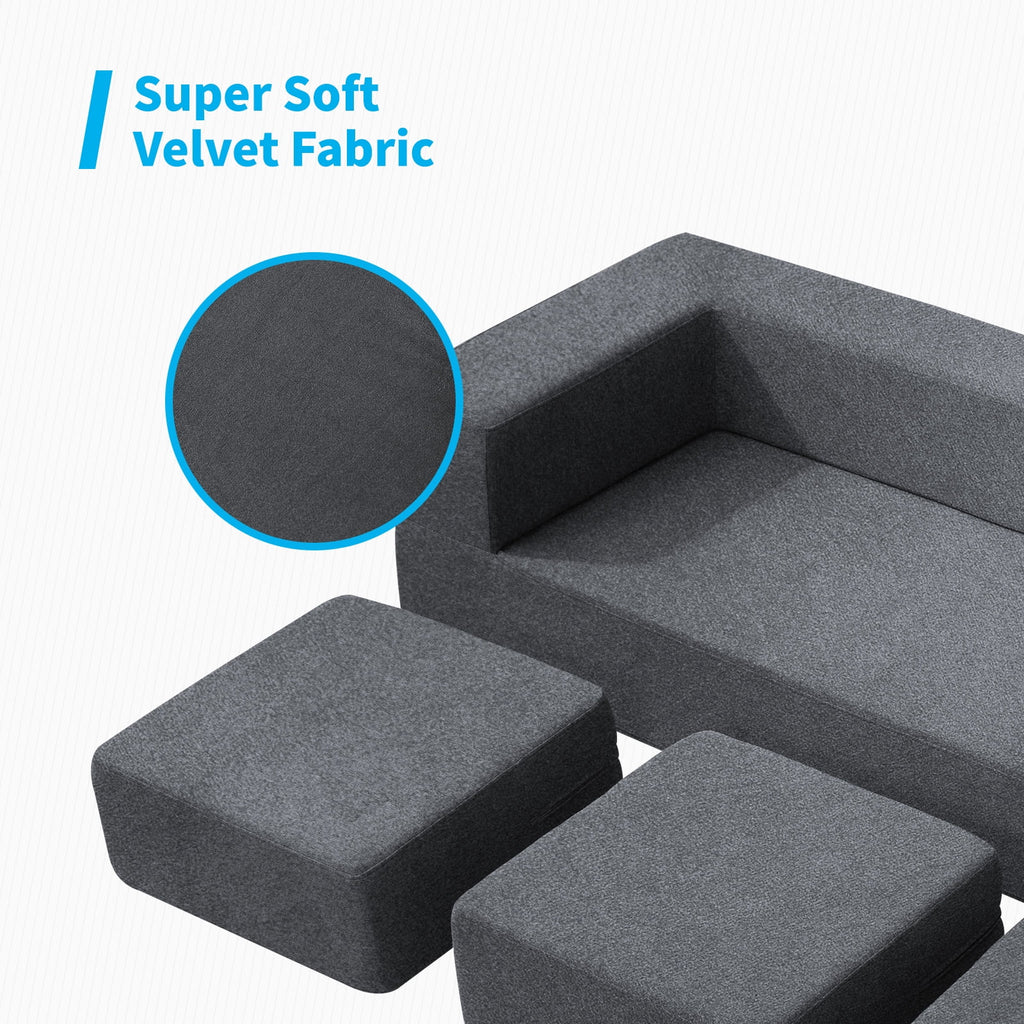 Dark Grey Convertible Sofa Bed X3822