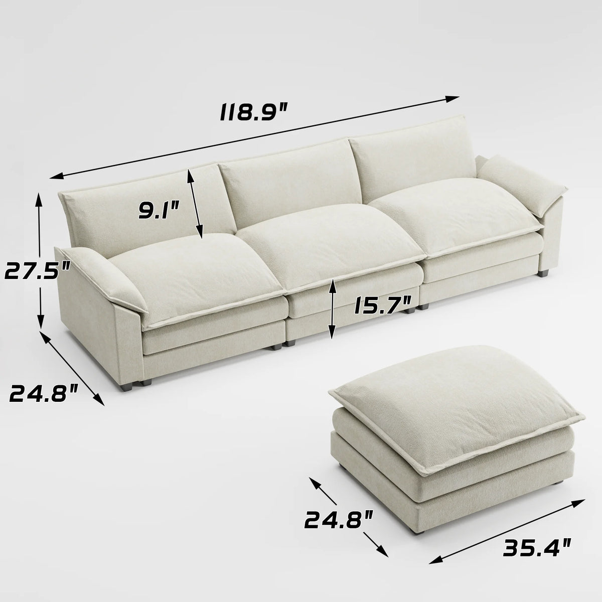 Gray L-shaped Sectional Sofa with Reversible Chair B75395