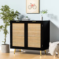 Black 2 Rattan Door Accent Cabinet S960066