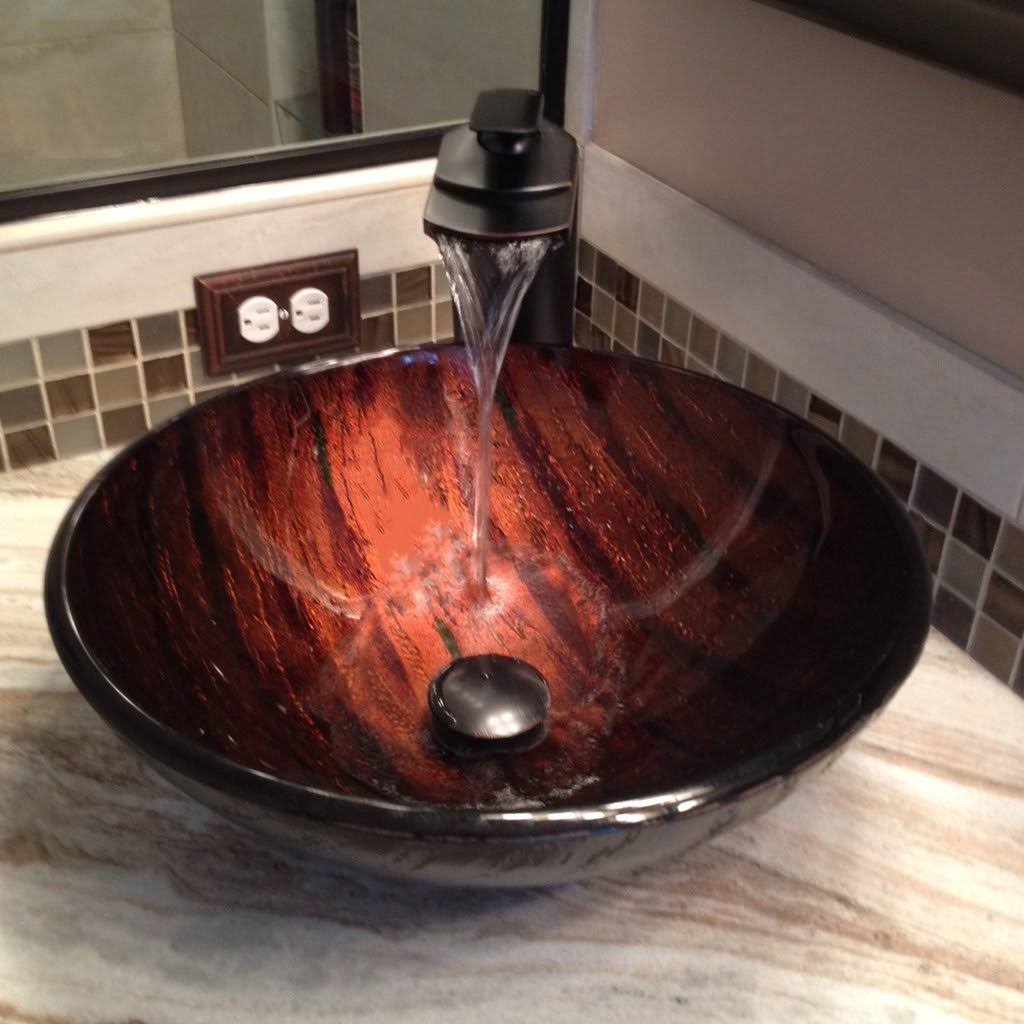 Glass Vessel Bathroom Sink Set V555996