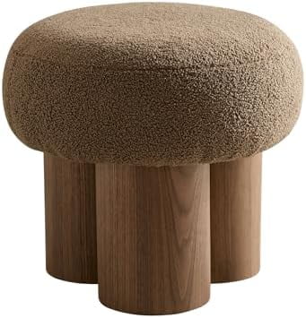 Small Round Teddy Fabric Ottoman with Non-Skid Legs O94869