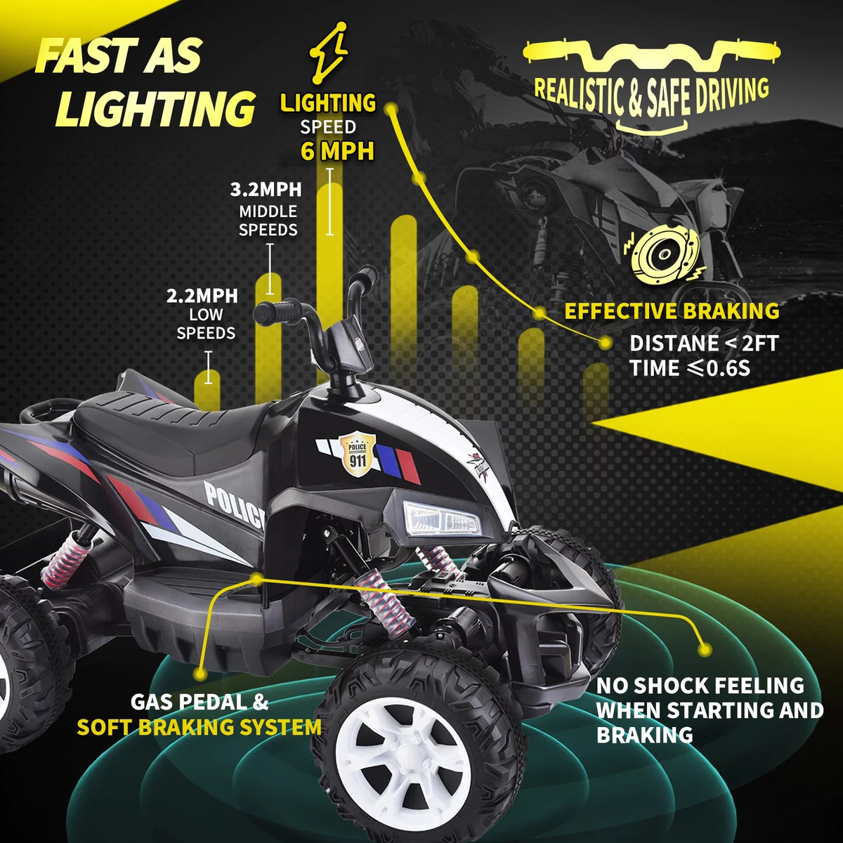 24V Kids Ride on ATV 4WD Quad 4-Wheeler C695