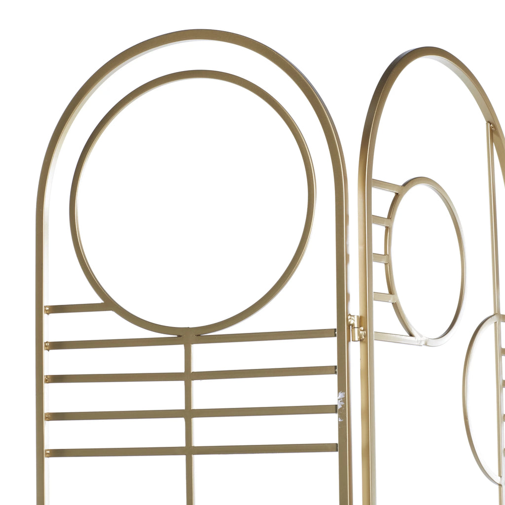 Metal 3 Panel Room Divider Screen with Geometric Pattern X7174