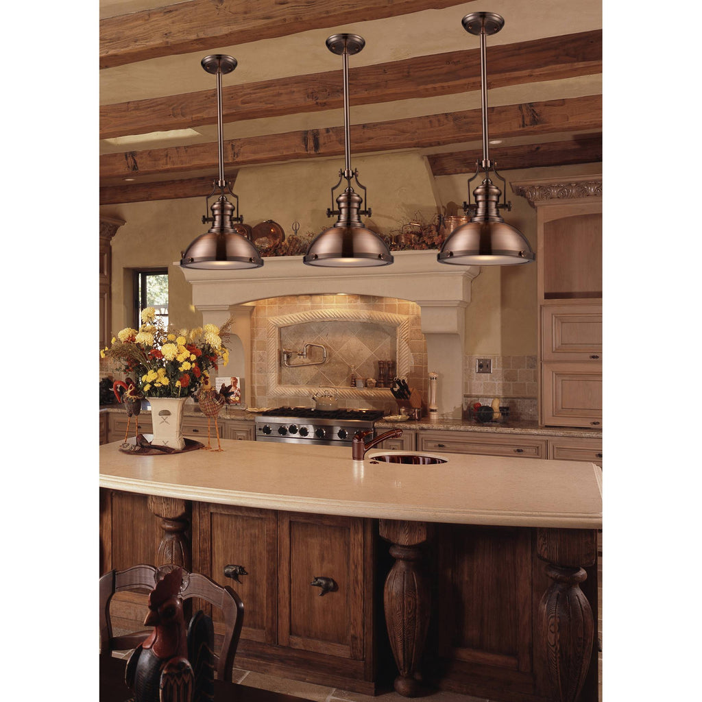 3-Light Billiard Island Light in Antique Copper D1739