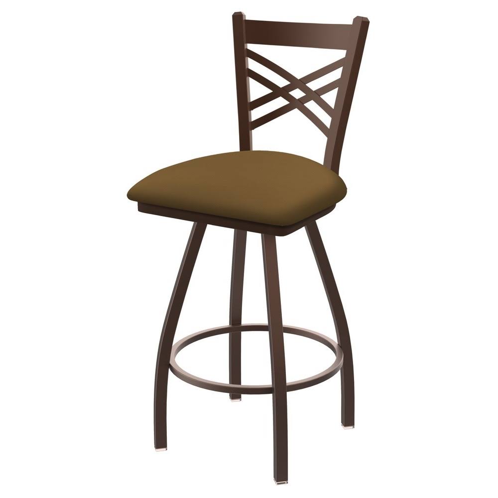 Swivel Counter Stool with Bronze Finish and Saddle Seat N467