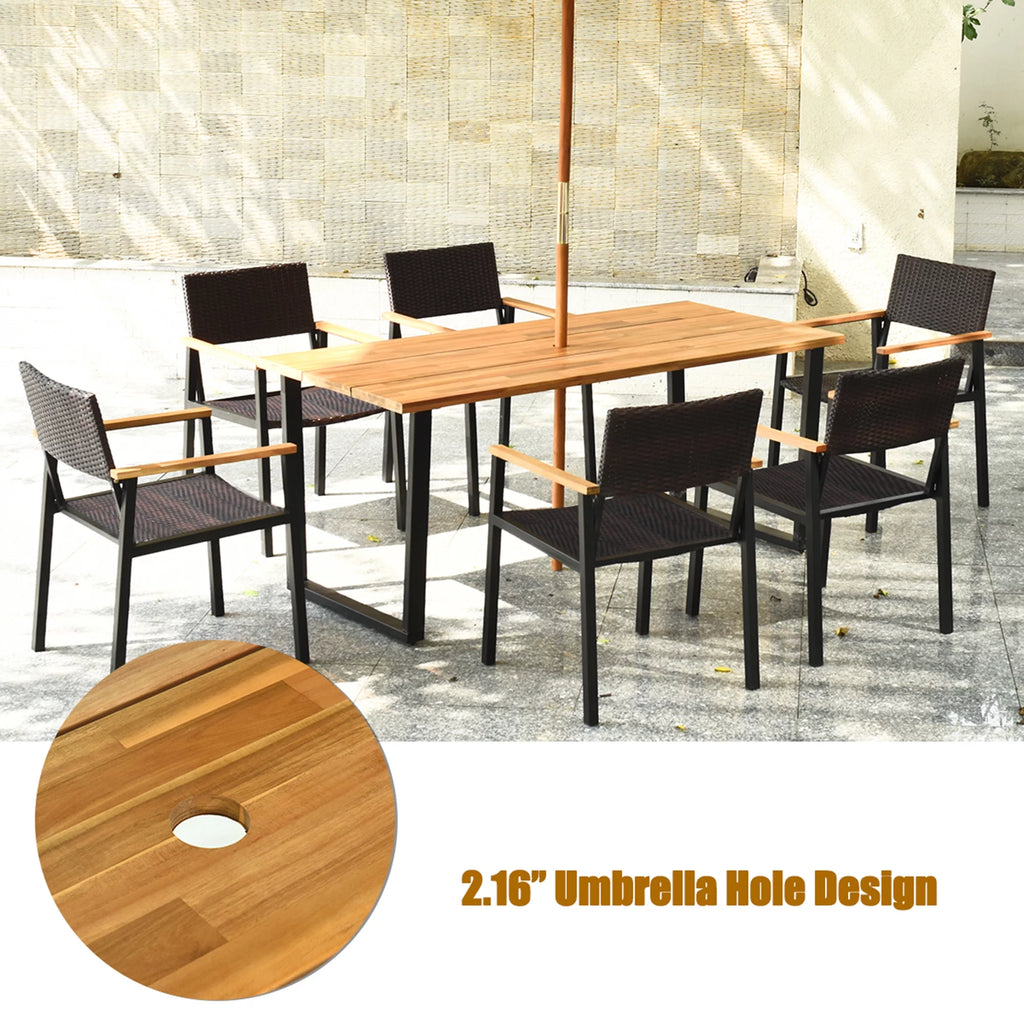 7 Pc Patio Dining Set with Umbrella Hole E25096