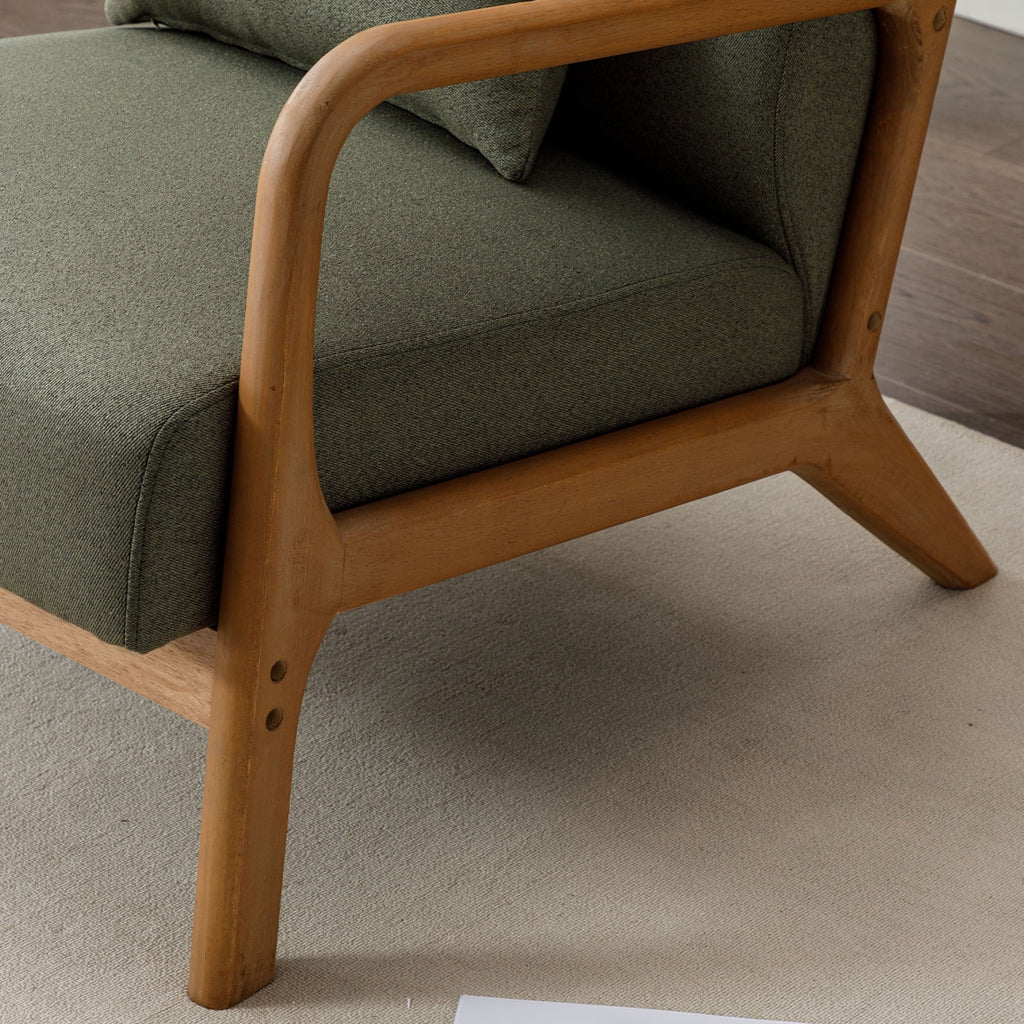 Mid-Century Modern Green Upholstered Accent Chair with Pillow Y916
