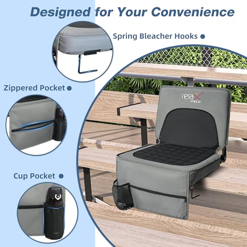 Folding Stadium Chair with Back Support and Cup Holder O3467