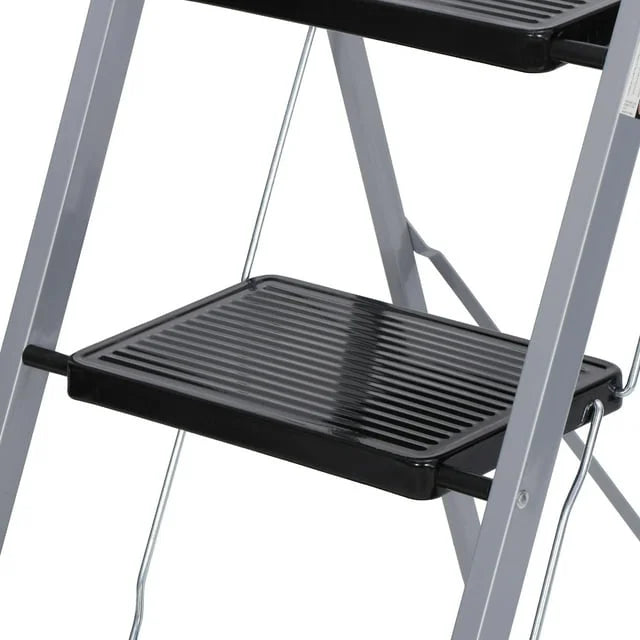 3 Step Folding Step Stool 330lbs Capacity Silver T784
