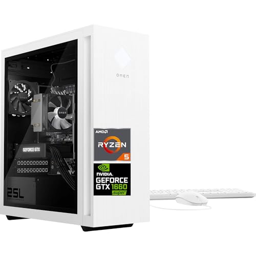 White Gaming Desktop PC with AMD Ryzen 5 5600G, GeForce GTX 1660 Super, 16GB RAM, 1TB SSD K2825