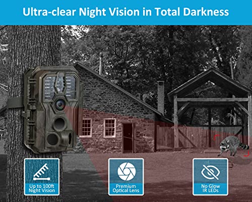 64MP 1296p HD Video Trail Camera with 100ft Night Vision Motion Activated Waterproof Y875604