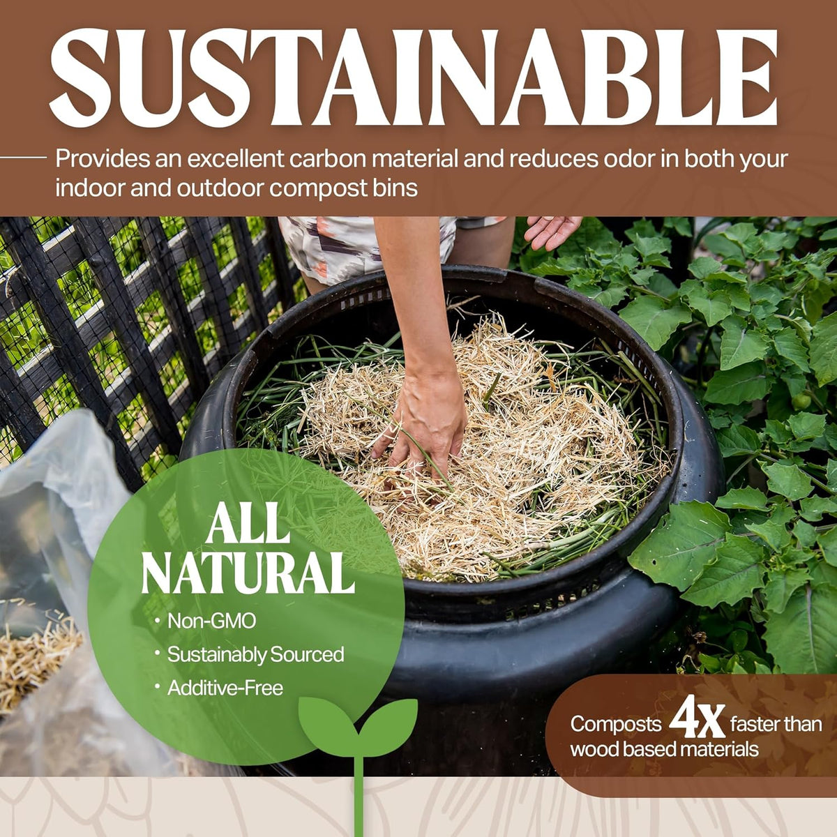 0.5 cu ft (4 Pk) All-Natural Wheat Straw Mulch O12122