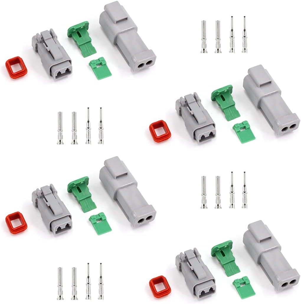 2 Pin DT Connector Kit Waterproof Electrical Connectors Solid Contacts Heavy Duty 16-20 AWG 4Pcs A655214
