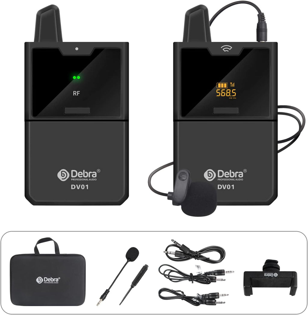 UHF Wireless Lavalier Microphone System with Transmitter and Receiver, 164 Feet, Pack of 2 L27805