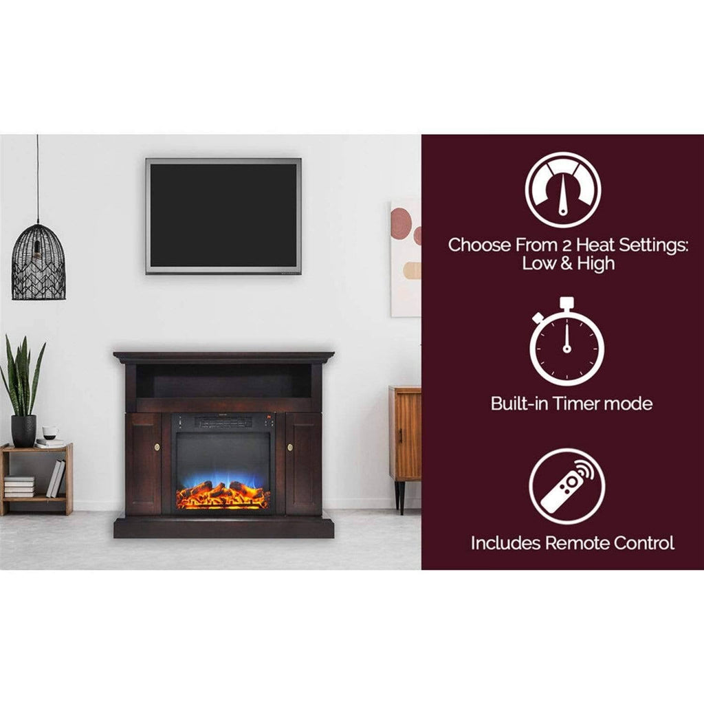 Cherry Electric Fireplace with Entertainment Stand V490566