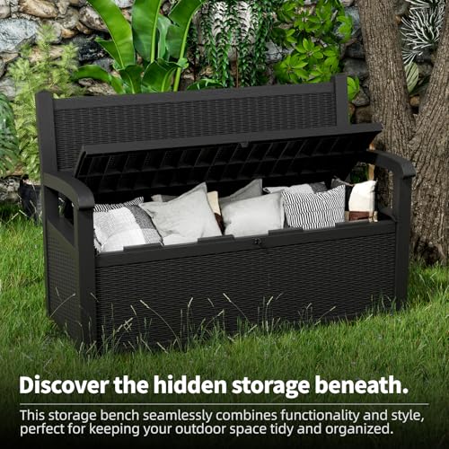 75 Gallon Black Storage Bench Deck Box C688
